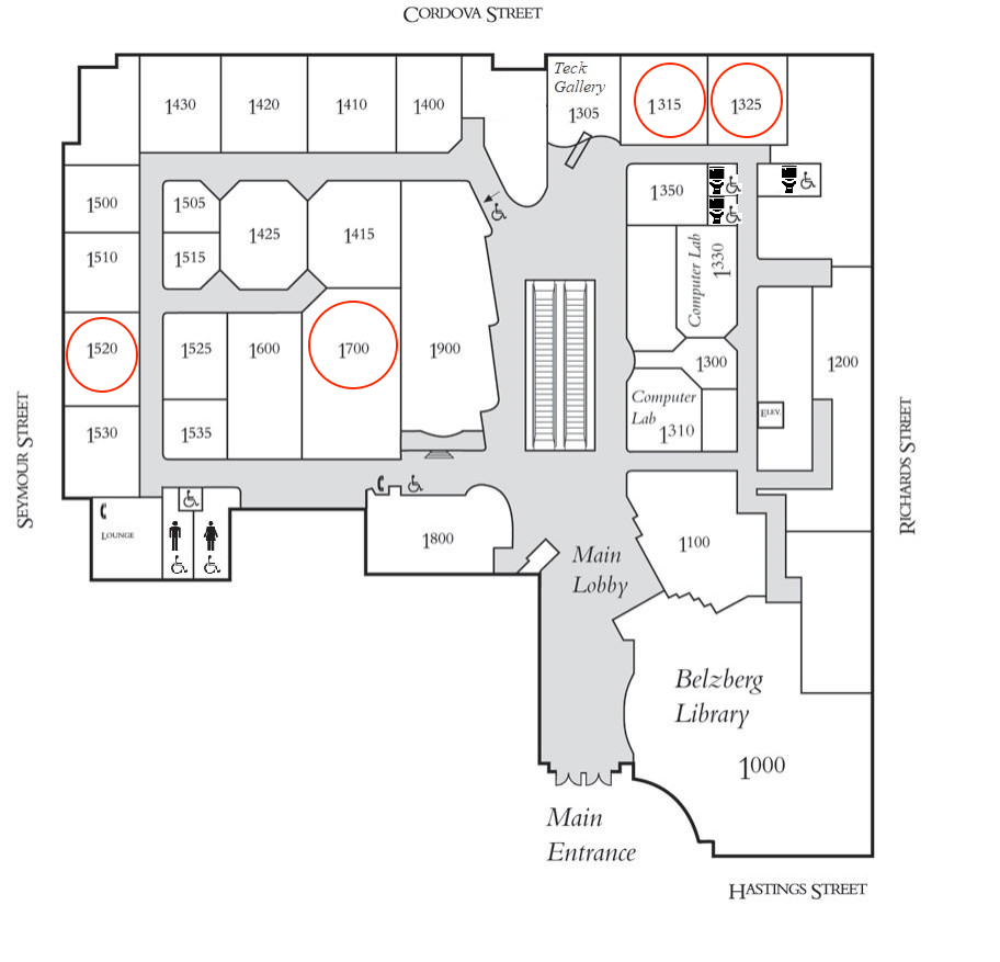 Map of Harbour Center SFU 1st Floor